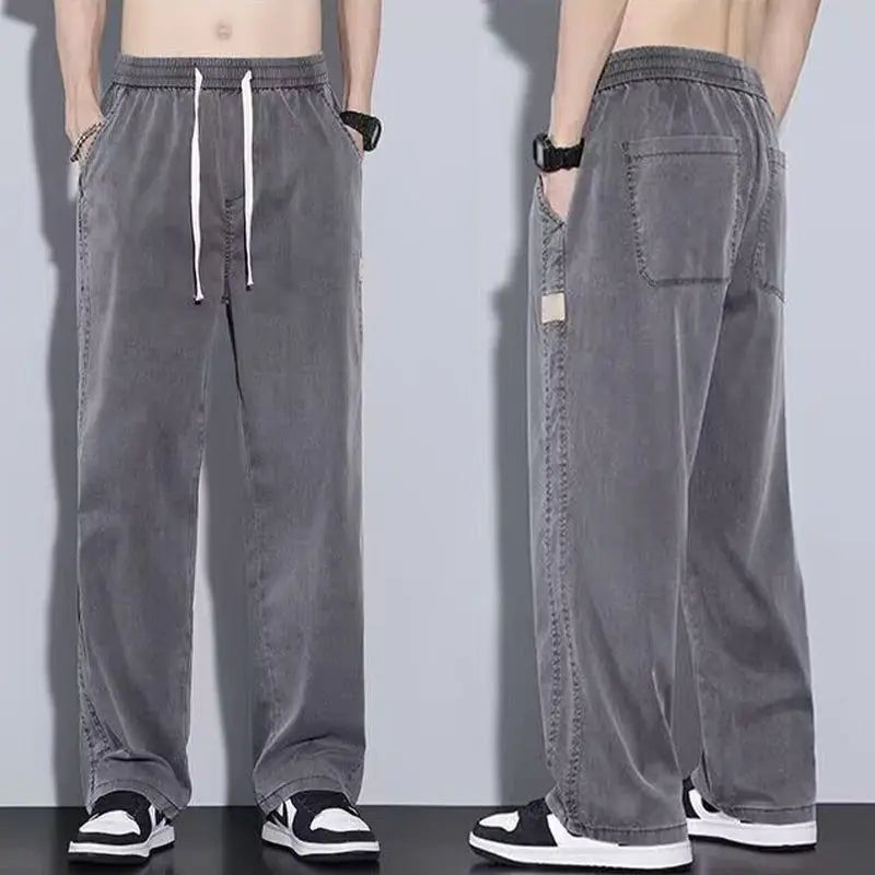 Men‘s Ice silk jeans Summer Straight Pants Men&