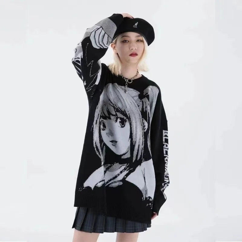 Y2K Women Hip Hop Streetwear Harajuku Sweater Vintage Japanese Style