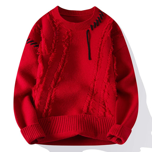 Autumn Winter Warm Mens Knitted Sweaters Fashion Patchwork O Neck Knit