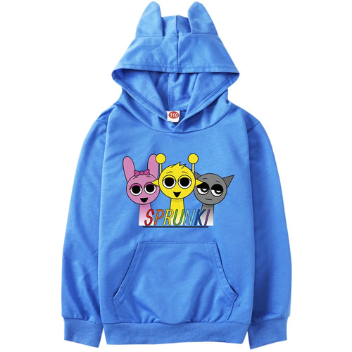 Cartoon Sprunki Hoodie Kids Spring Fall Clothes Baby Girls Hooded