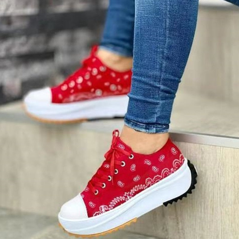 Fashion Casual Sport Shoes Pattern Canvas Women Sneakers