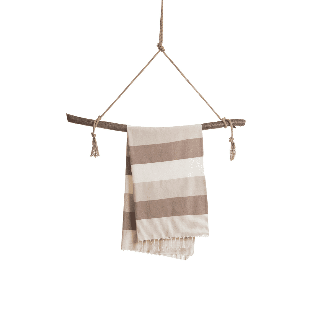 Palermo Beach Towel with Recycled Gift Box, Beige, Brown