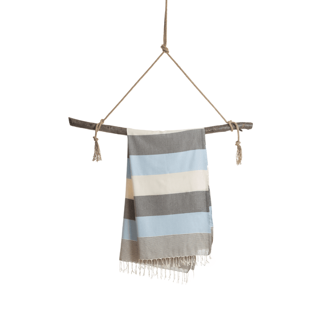 Palermo Beach Towel with Recycled Gift Box, Blue, Black