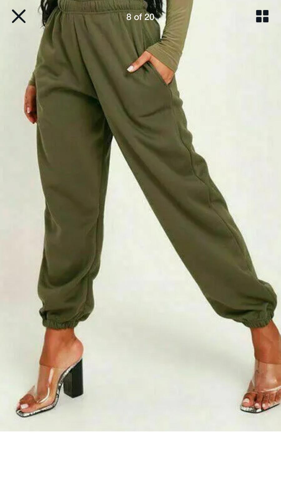 Elastic Waist Drawstring Joggers - Khaki