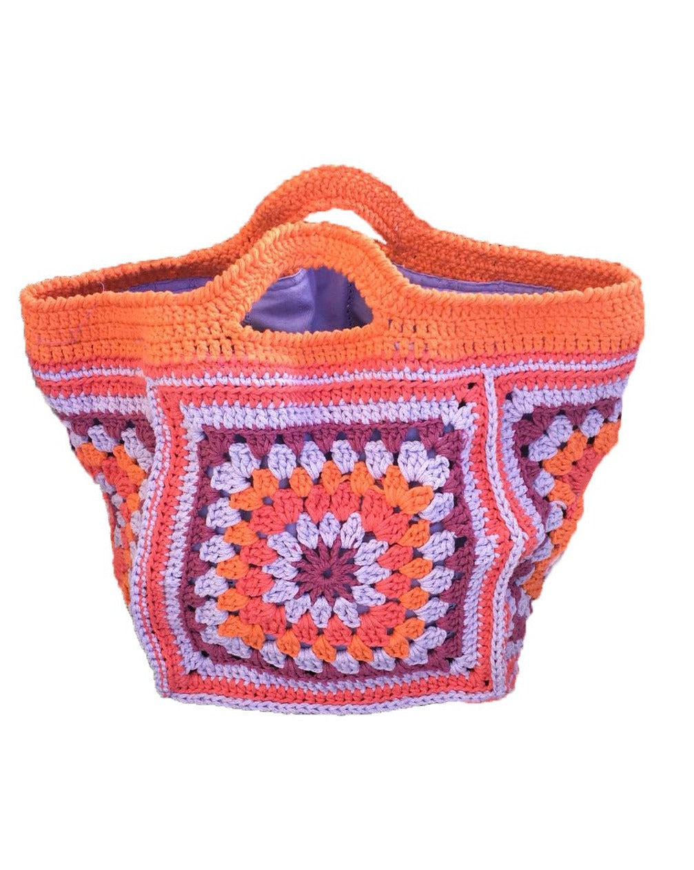 Orange color handmade eco-friendly cotton crochet knit bag