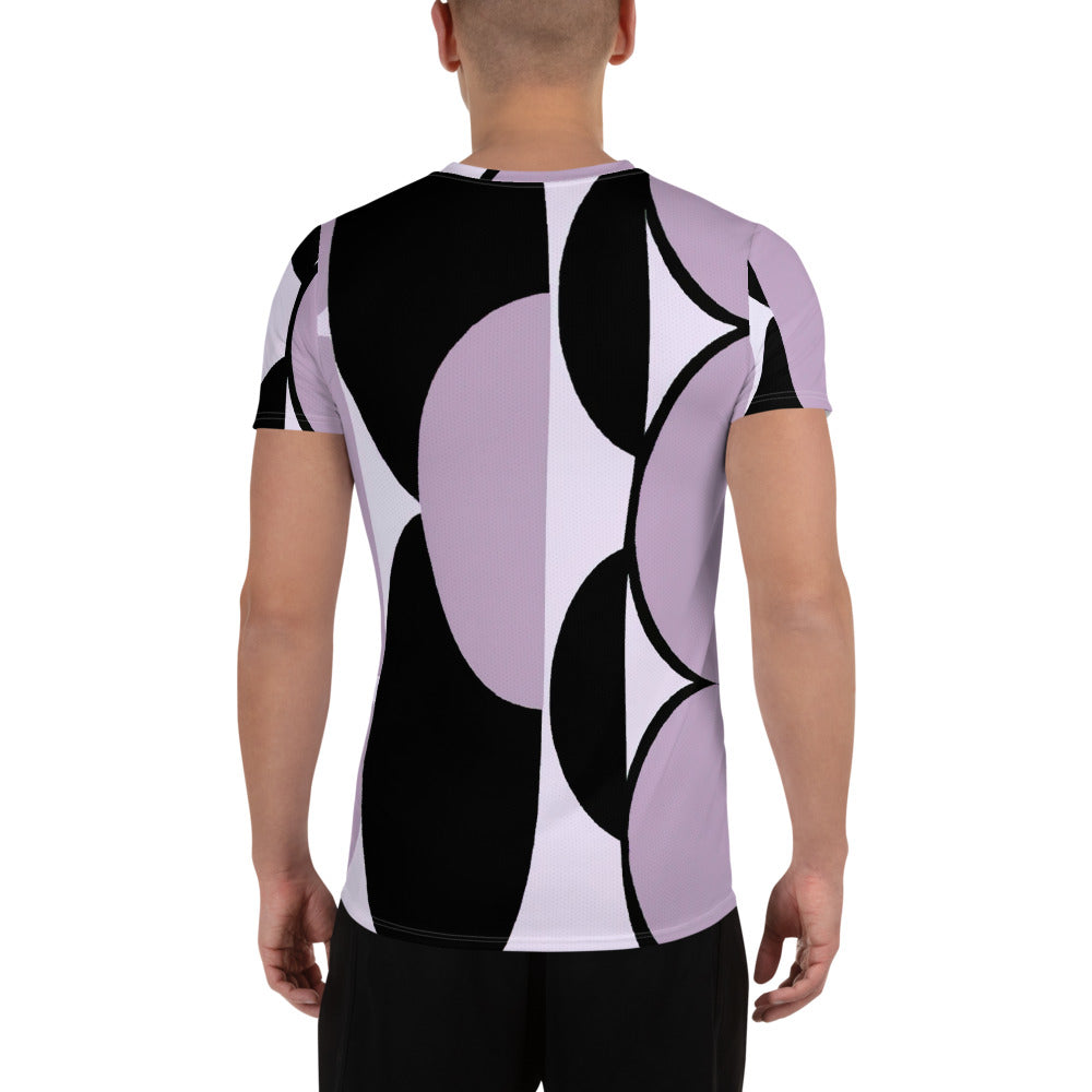 Mens Stretch Fit Athletic Sports T-shirt, Geometric Lavender and 2