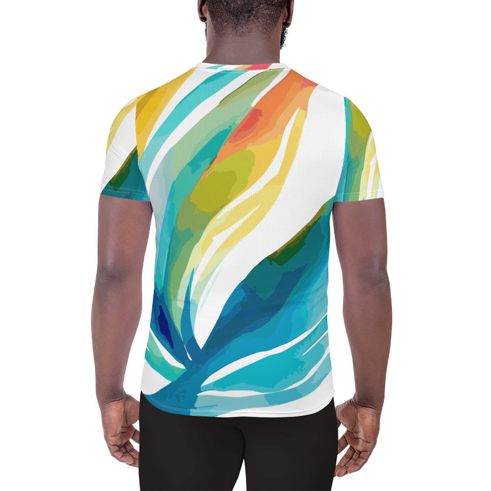 Mens Stretch Fit Athletic Sports T-shirt, Strength and Courage Design