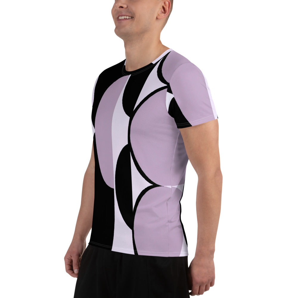 Mens Stretch Fit Athletic Sports T-shirt, Geometric Lavender and 2