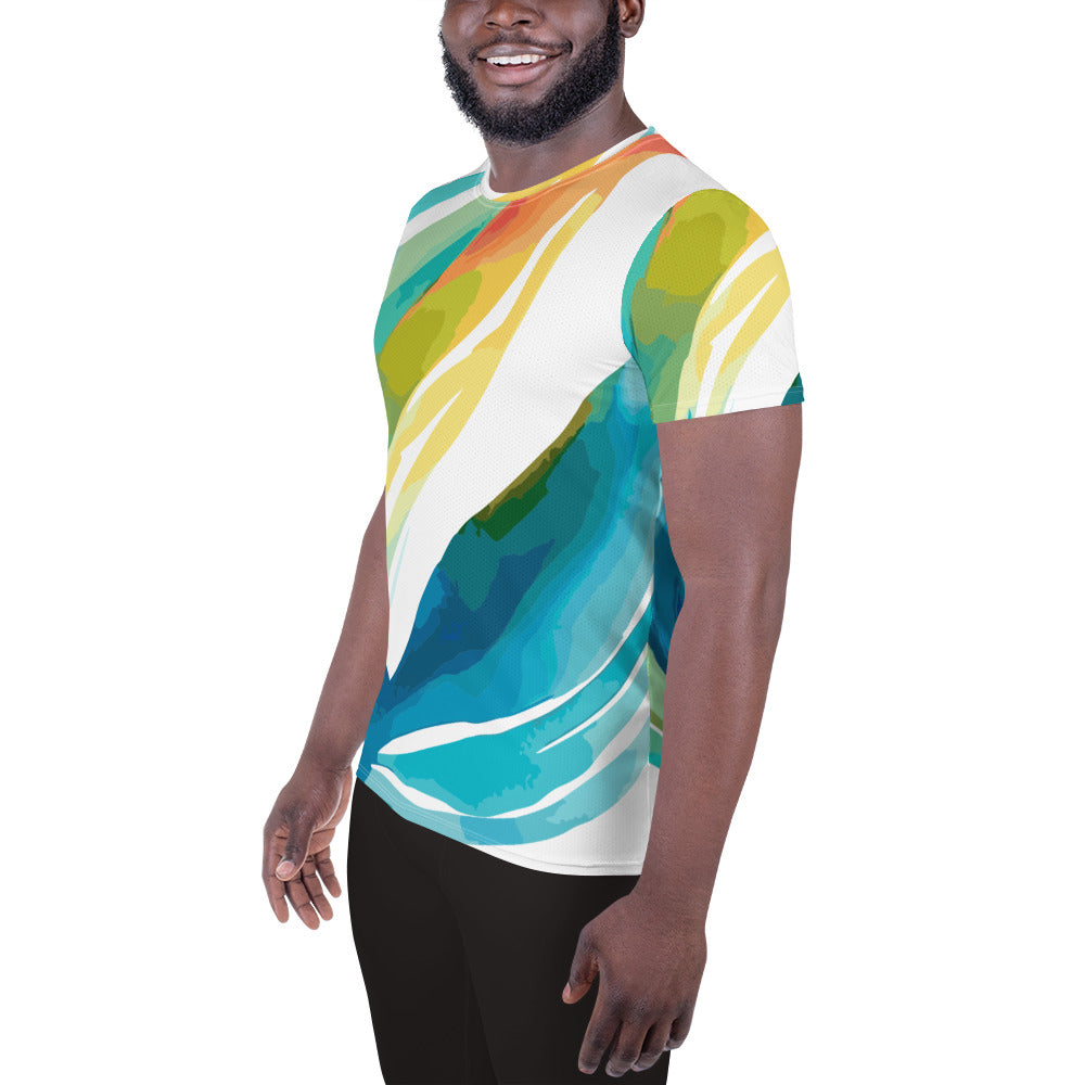 Mens Stretch Fit Athletic Sports T-shirt, Strength and Courage Design