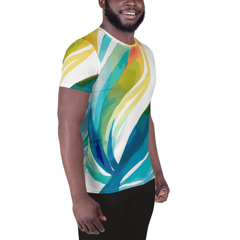 Mens Stretch Fit Athletic Sports T-shirt, Strength and Courage Design