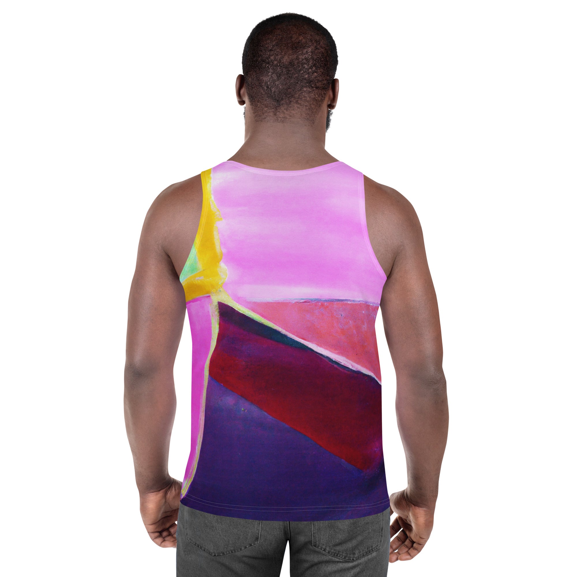 Mens Stretch Fit Tank Top, Pink and Purple Pattern