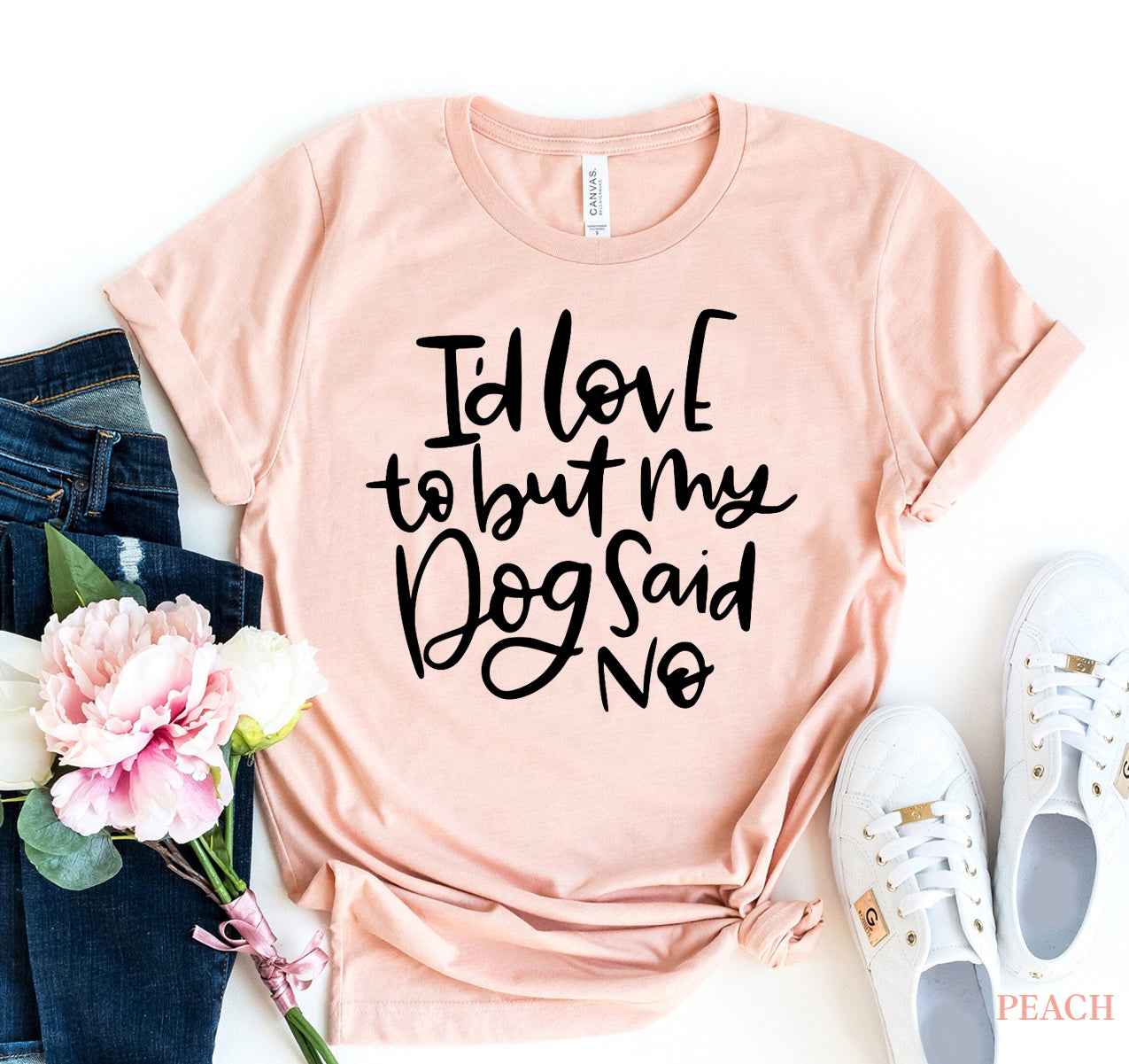 Peach-colored T-shirt with "I&