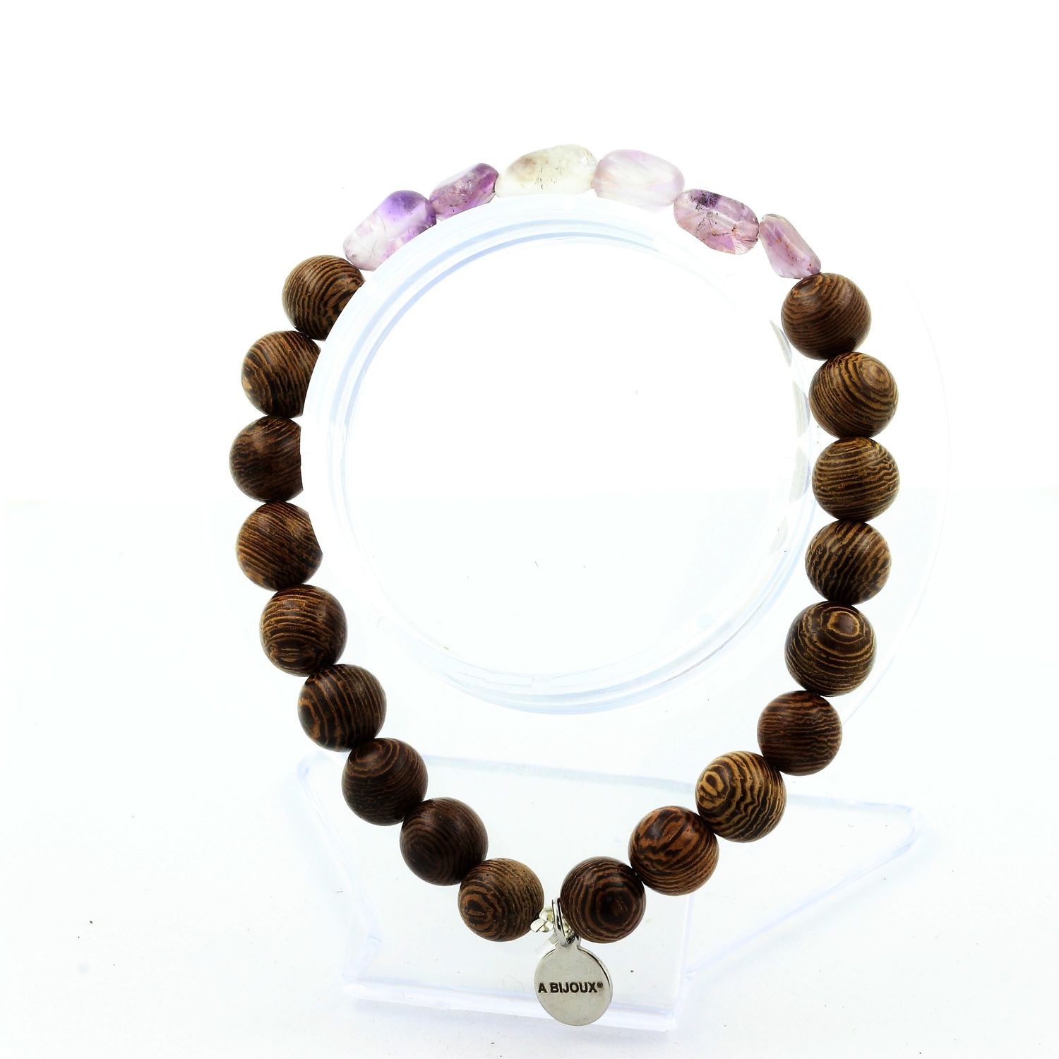 Auralite from Canada + wood Bracelet 8 mm Beads.