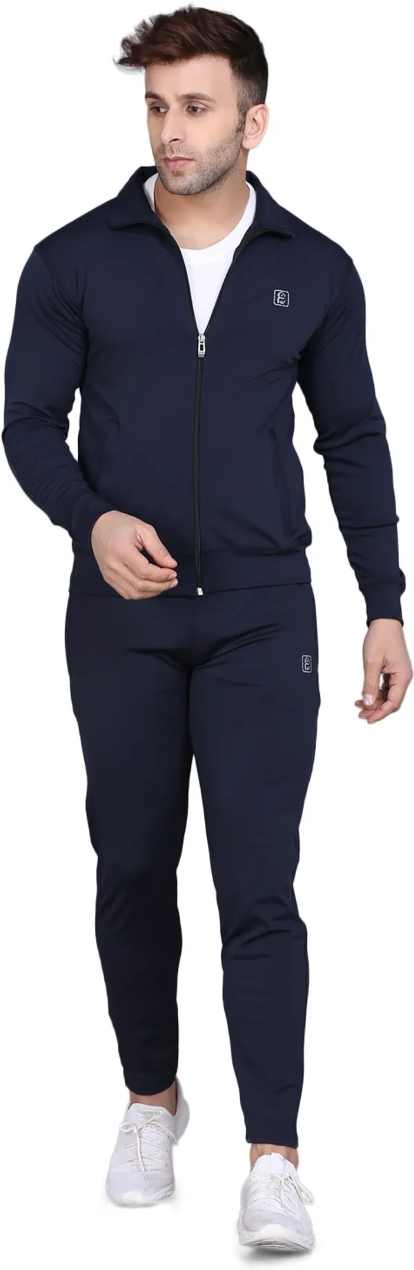 Dark Blue Polyester Track suit for Men (Color-Dark Blue) (Size-L)