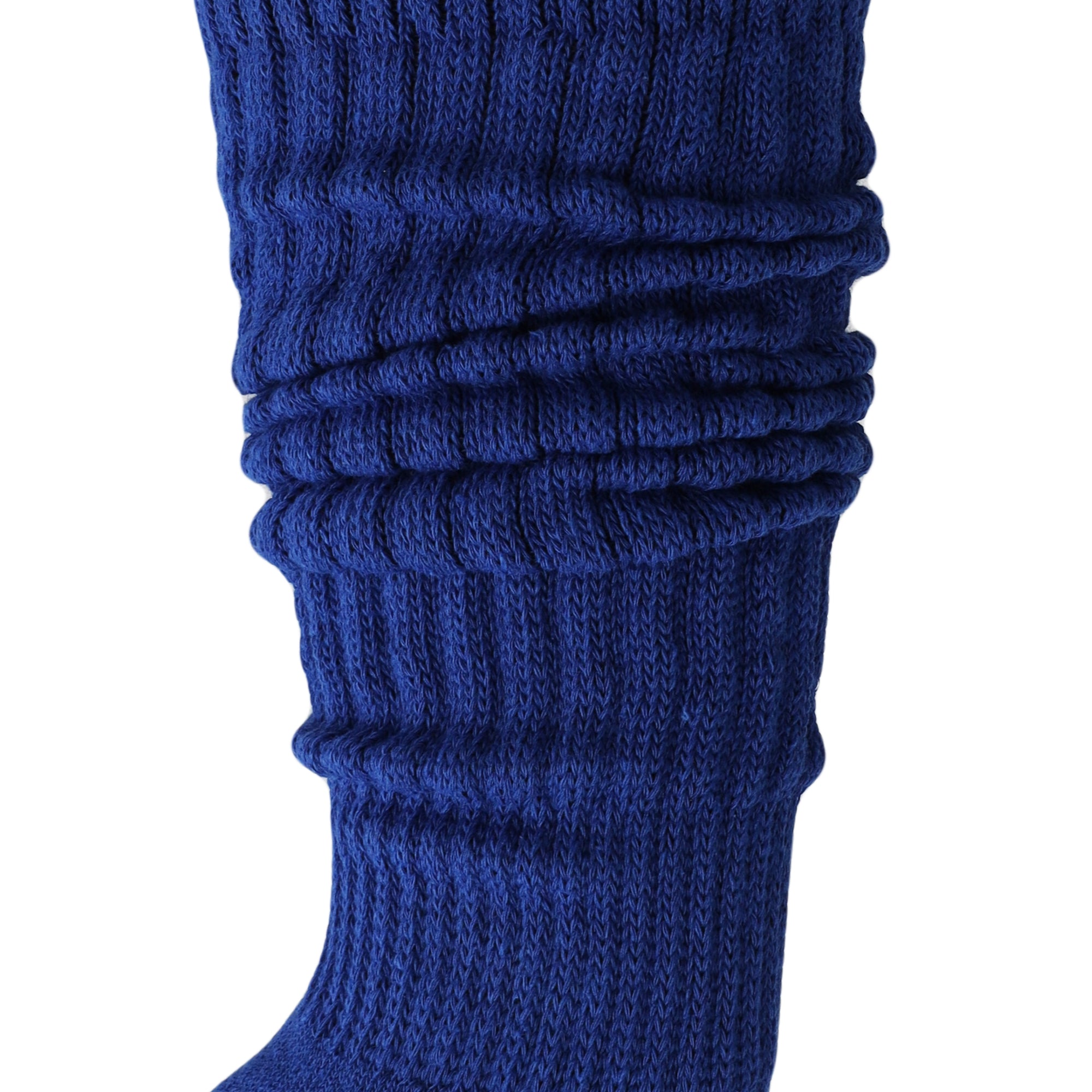 Royal Blue Heavy Slouch Socks for Women Cotton Scrunch Knee Socks