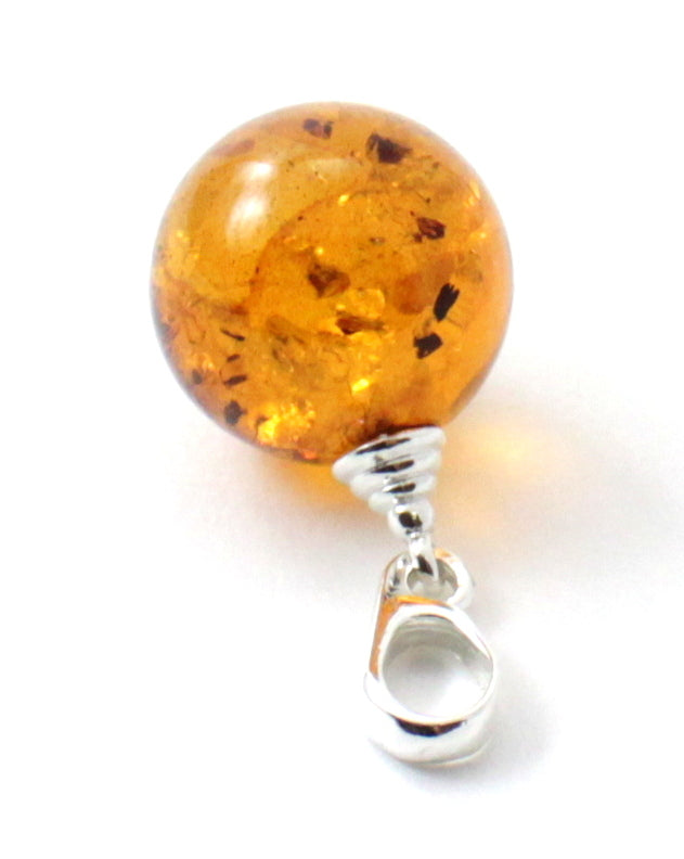 Round Baltic Amber Pendant with Sterling Silver 925 Jewelry
