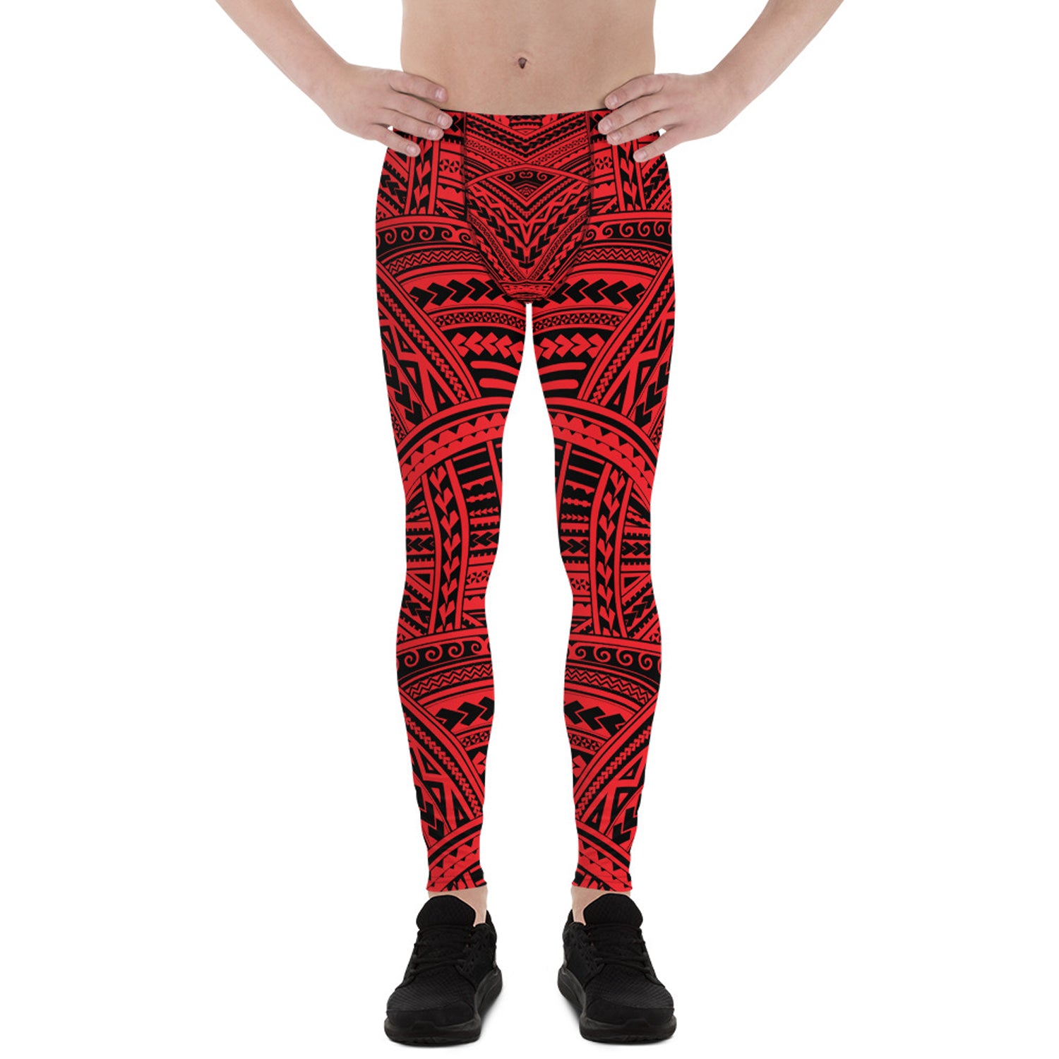Red Maori Tattoo Leggings for Men