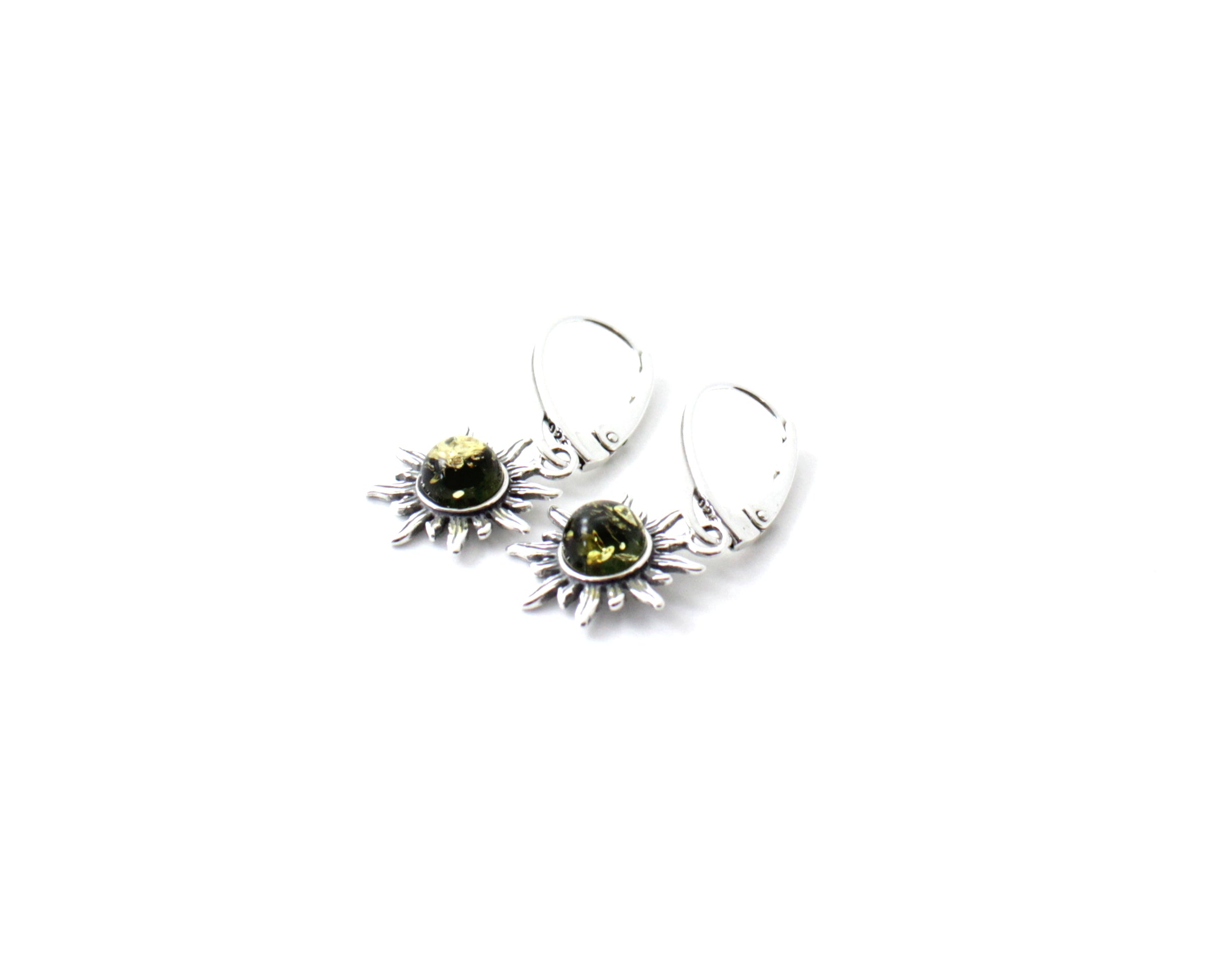 Baltic Amber Jewelry - Sun Drop Earrings with Sterling Silver 925