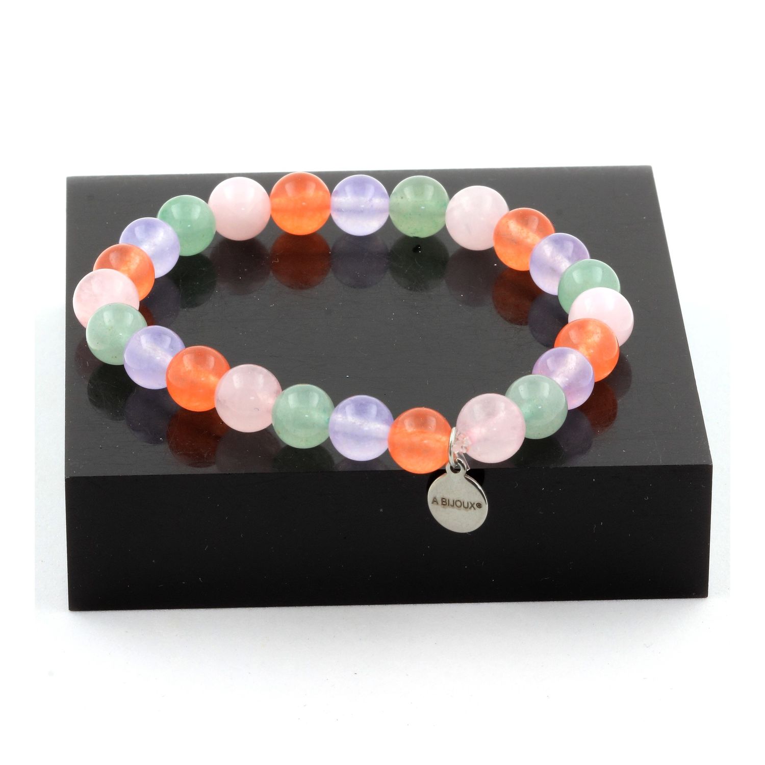 Aventurine+Orange Chalcedony+Pink Quartz+Lavender Chalcedony Bracelet