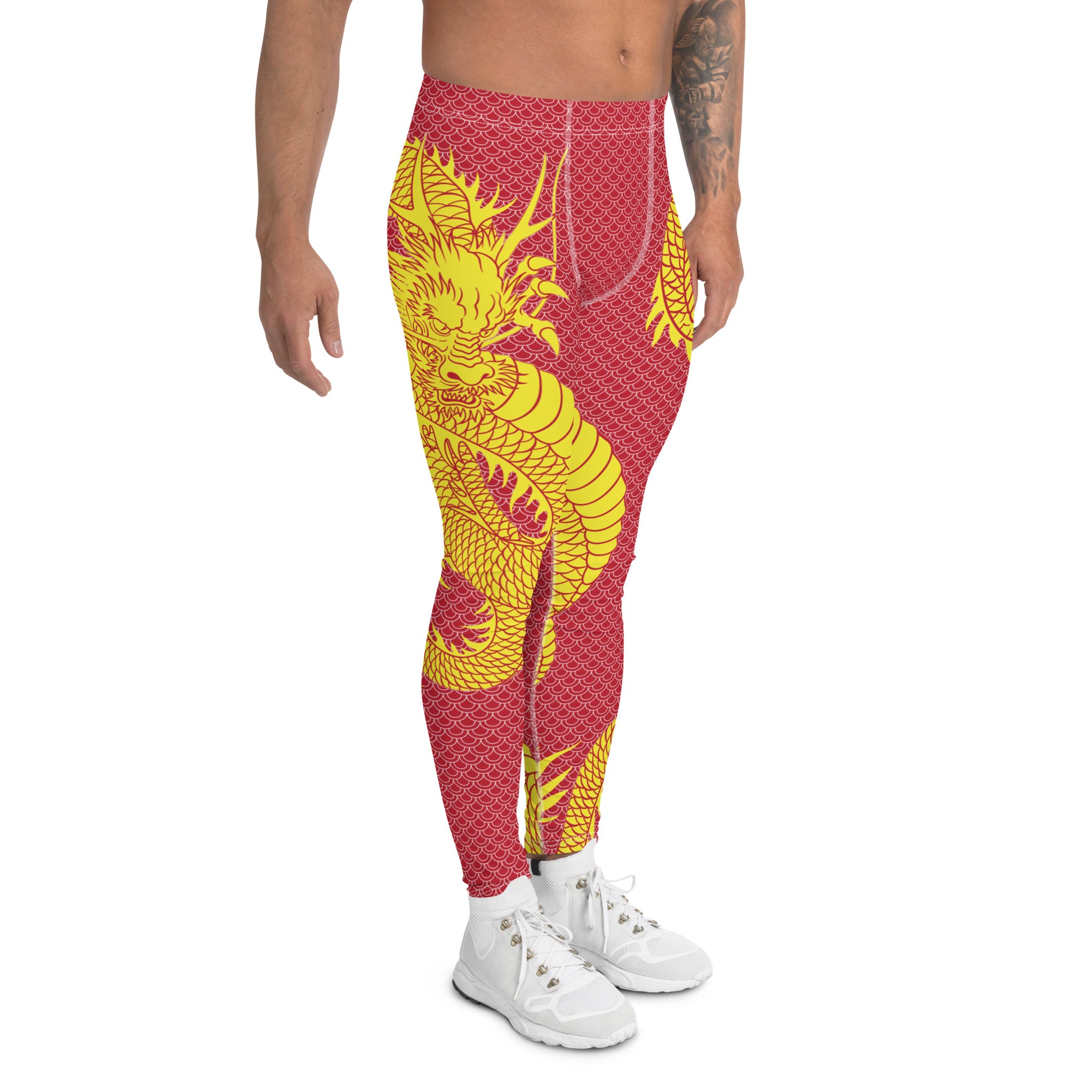 Yellow Dragon Red Leggings for Men