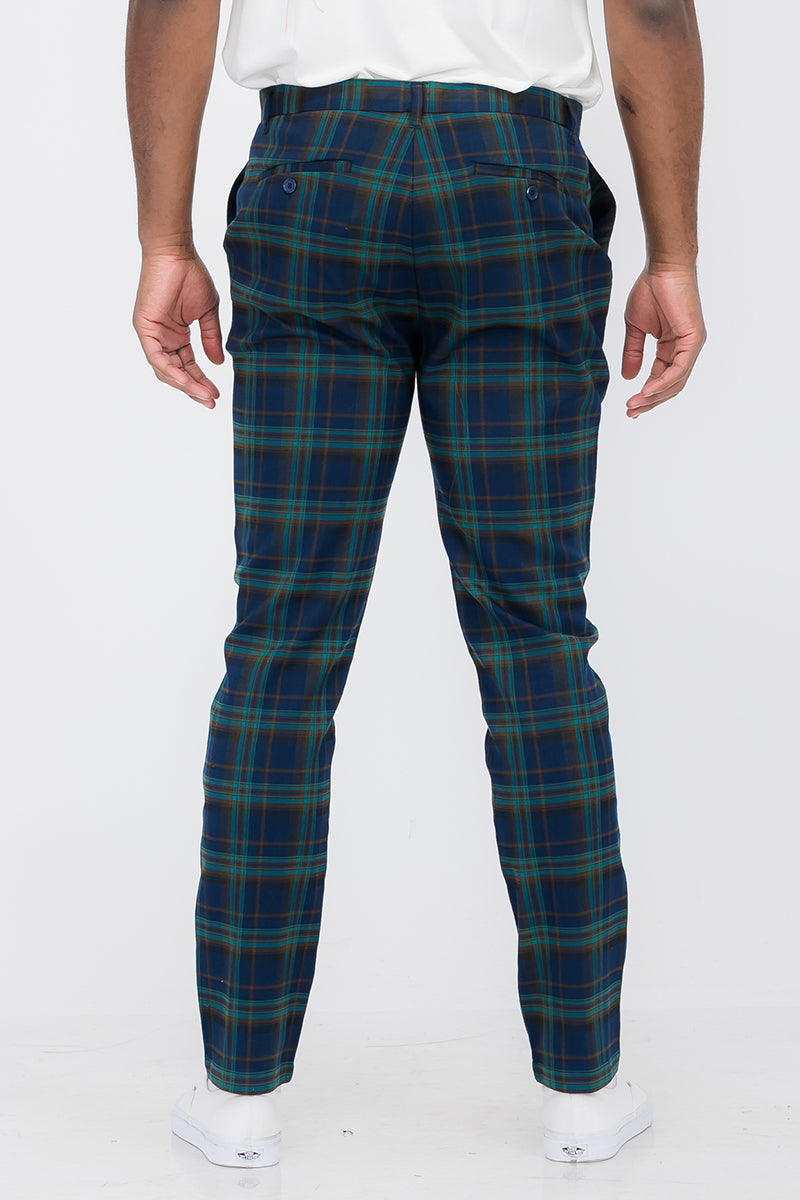 Plaid Slim Fit Trouser Pants