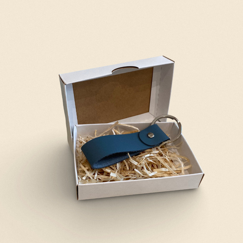 Leather Keychain / Handmade Greyish Blue Key Ring Fashion Accessory