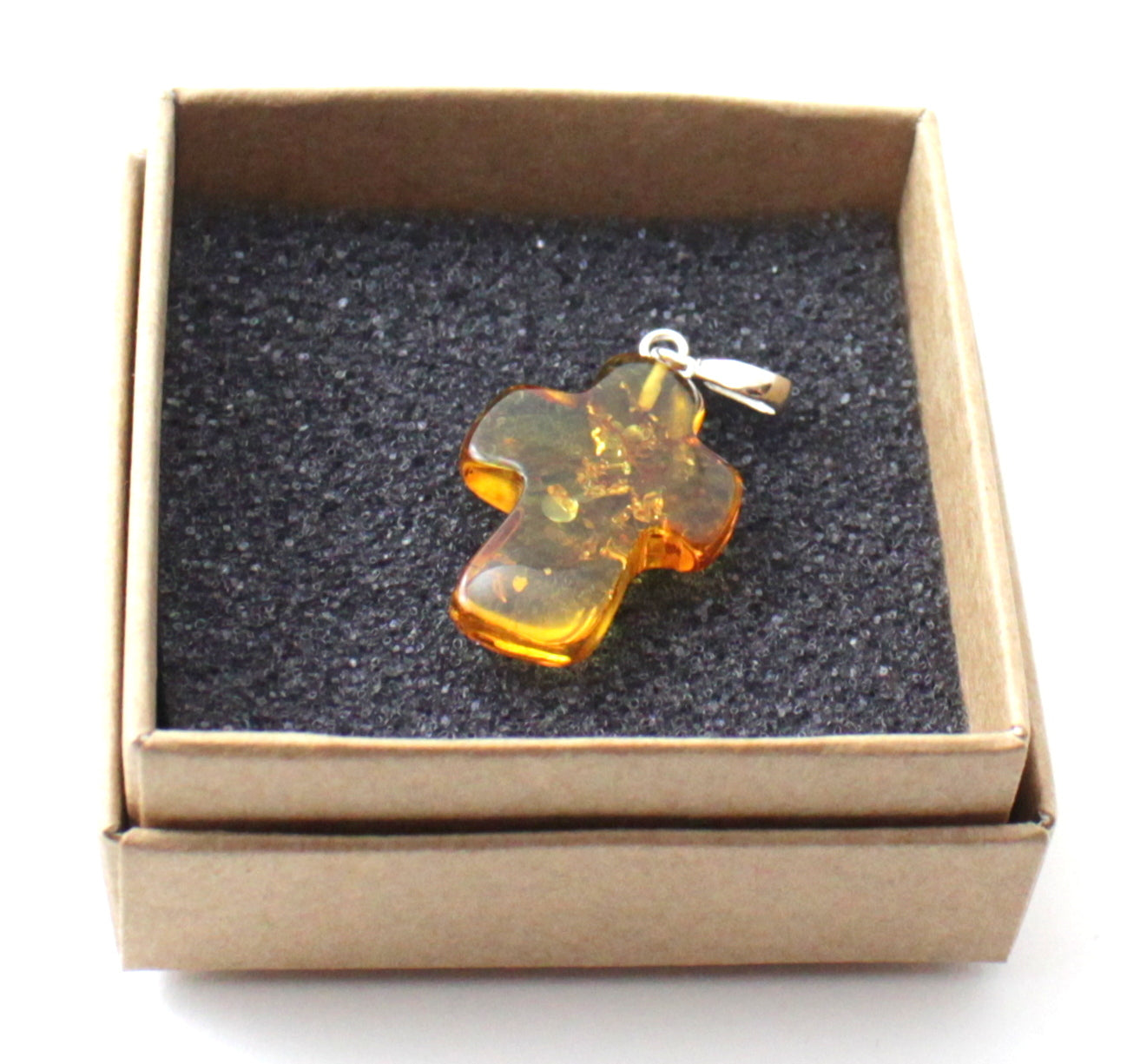 Baltic Amber Cross Pendant with Sterling Silver 925 Jewelry