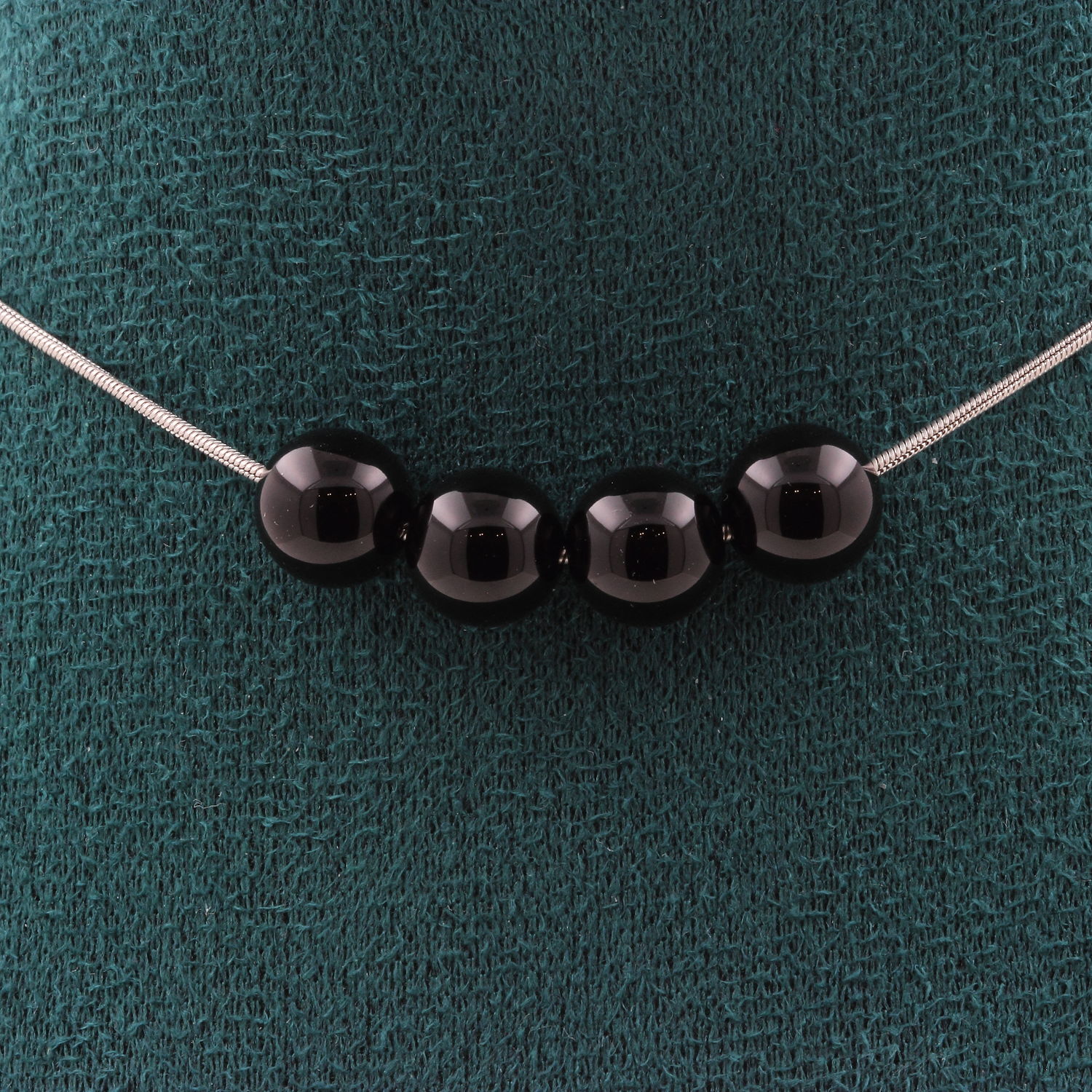 Black Agate 4 beads 8 mm necklace.