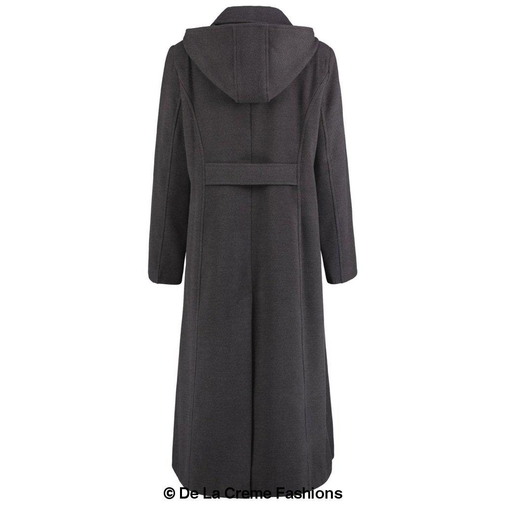 Faux Wool Longline Hooded Winter Coat