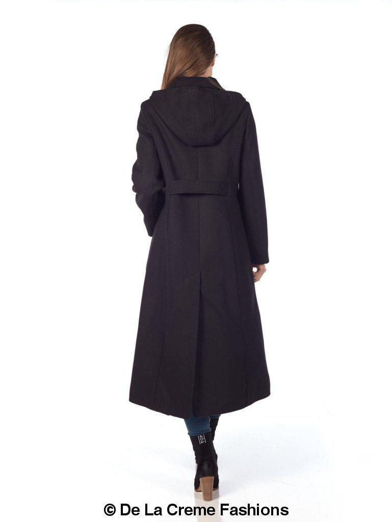 Faux Wool Longline Hooded Winter Coat