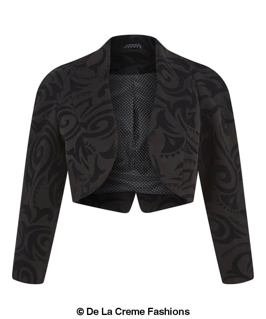 De La Creme - Womens Open Front Bolero Shrug Ladies Tribal Printed