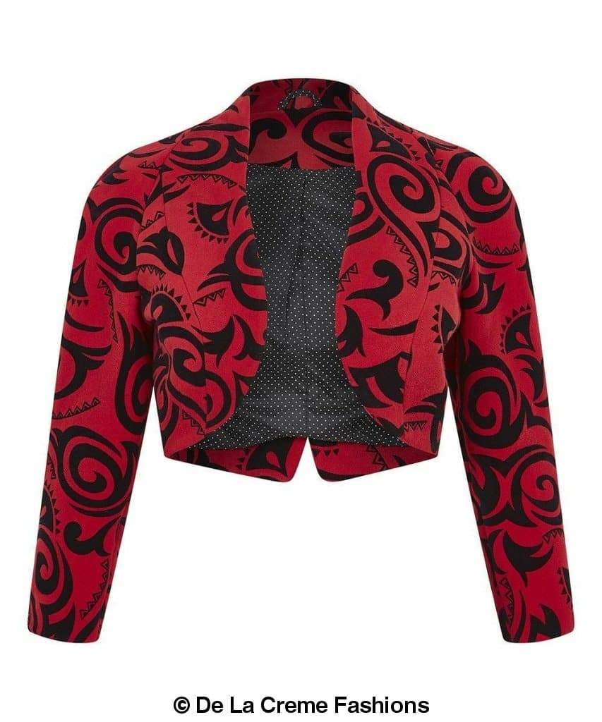 De La Creme - Womens Open Front Bolero Shrug Ladies Tribal Printed