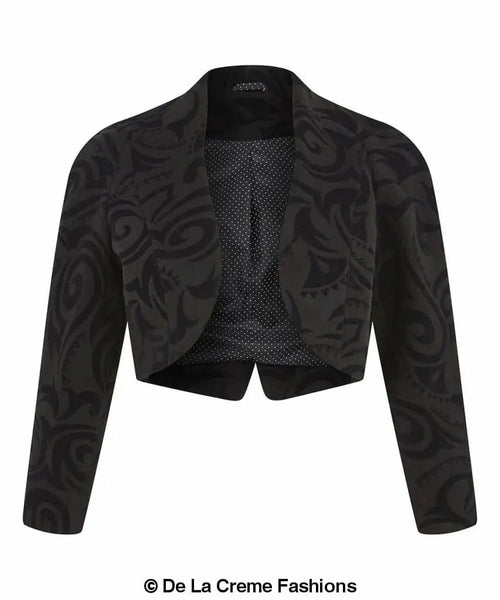 De La Creme - Womens Open Front Bolero Shrug Ladies Tribal Printed