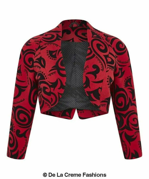 De La Creme - Womens Open Front Bolero Shrug Ladies Tribal Printed
