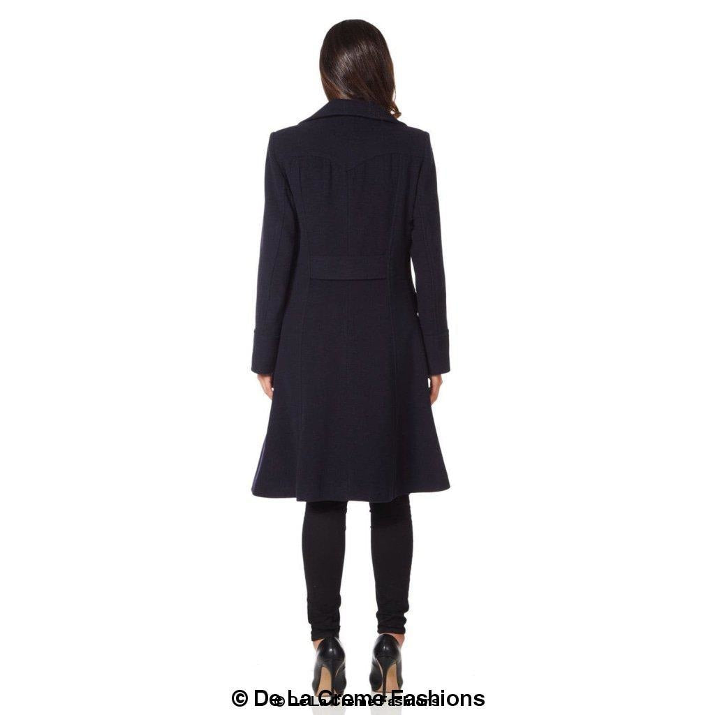 Wool Blend Double Breasted Midi Coat