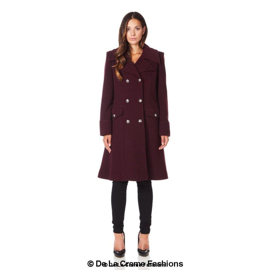 Wool Blend Double Breasted Midi Coat