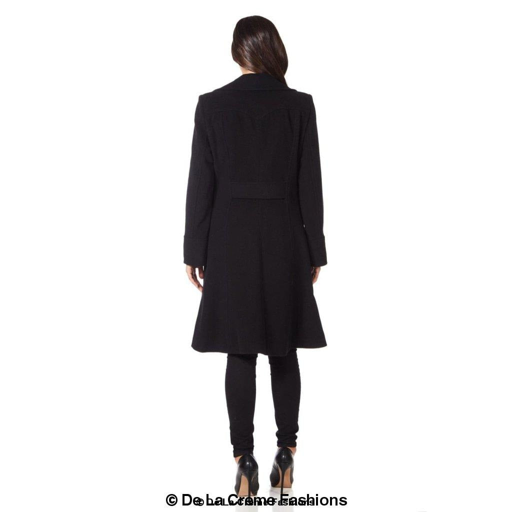 Wool Blend Double Breasted Midi Coat