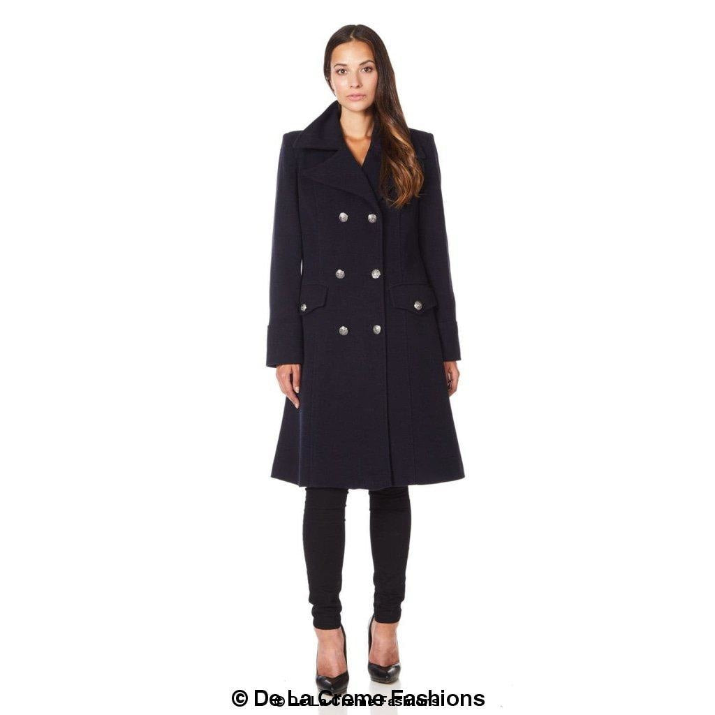 Wool Blend Double Breasted Midi Coat