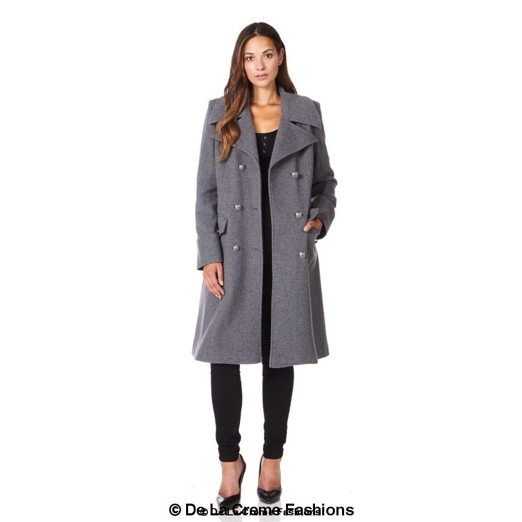 Wool Blend Double Breasted Midi Coat
