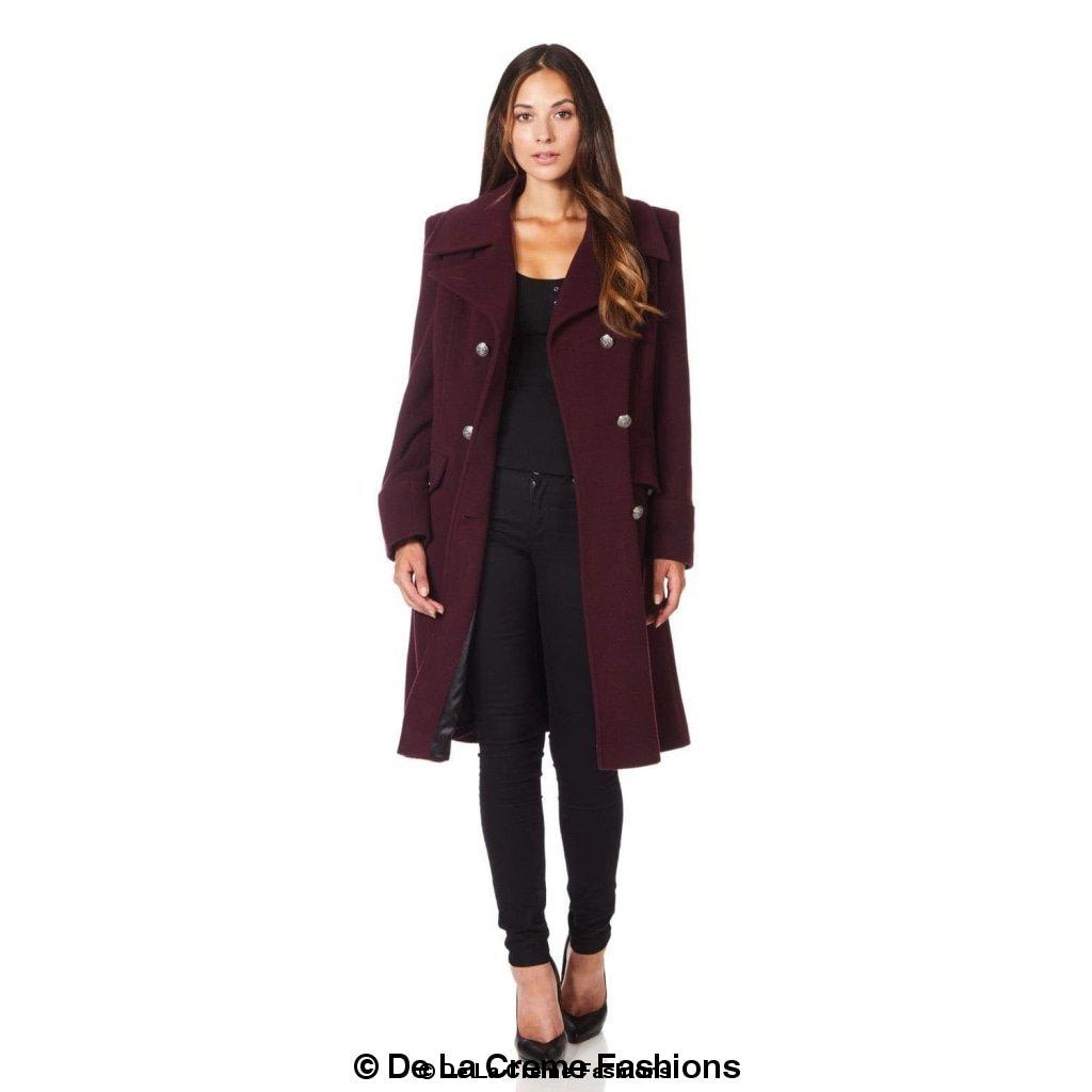 Wool Blend Double Breasted Midi Coat