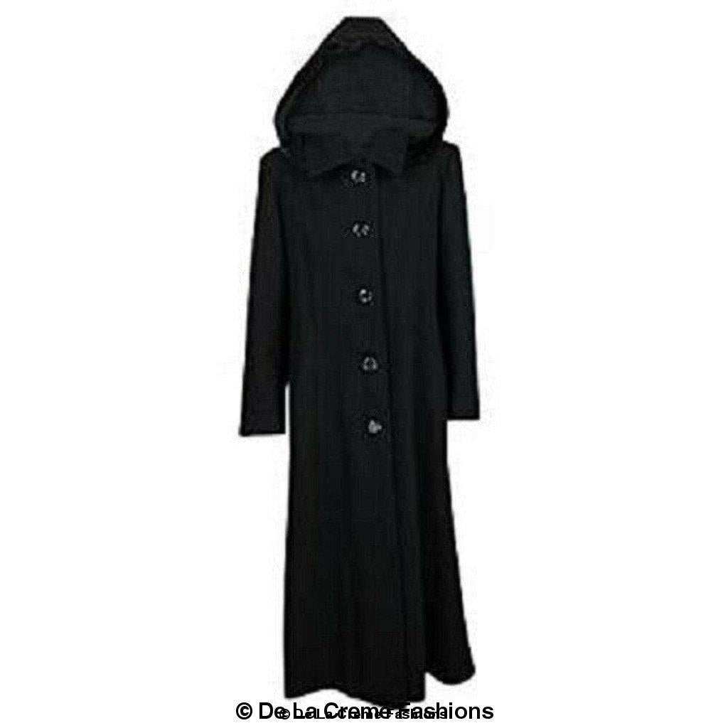 Wool Blend Faux Fur Trim Hooded Long Coat