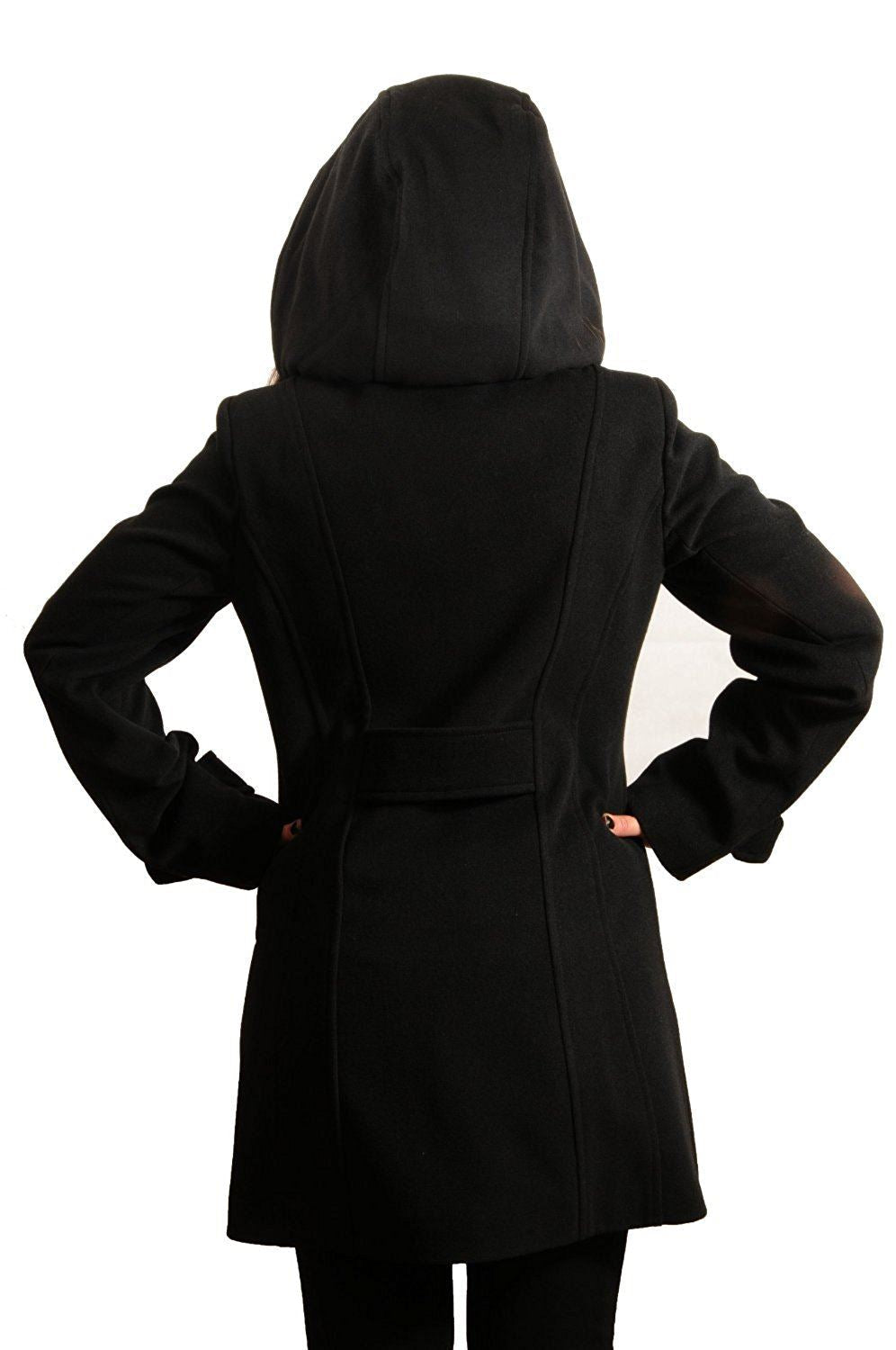 Wool Feel Double Breasted Hooded Coat