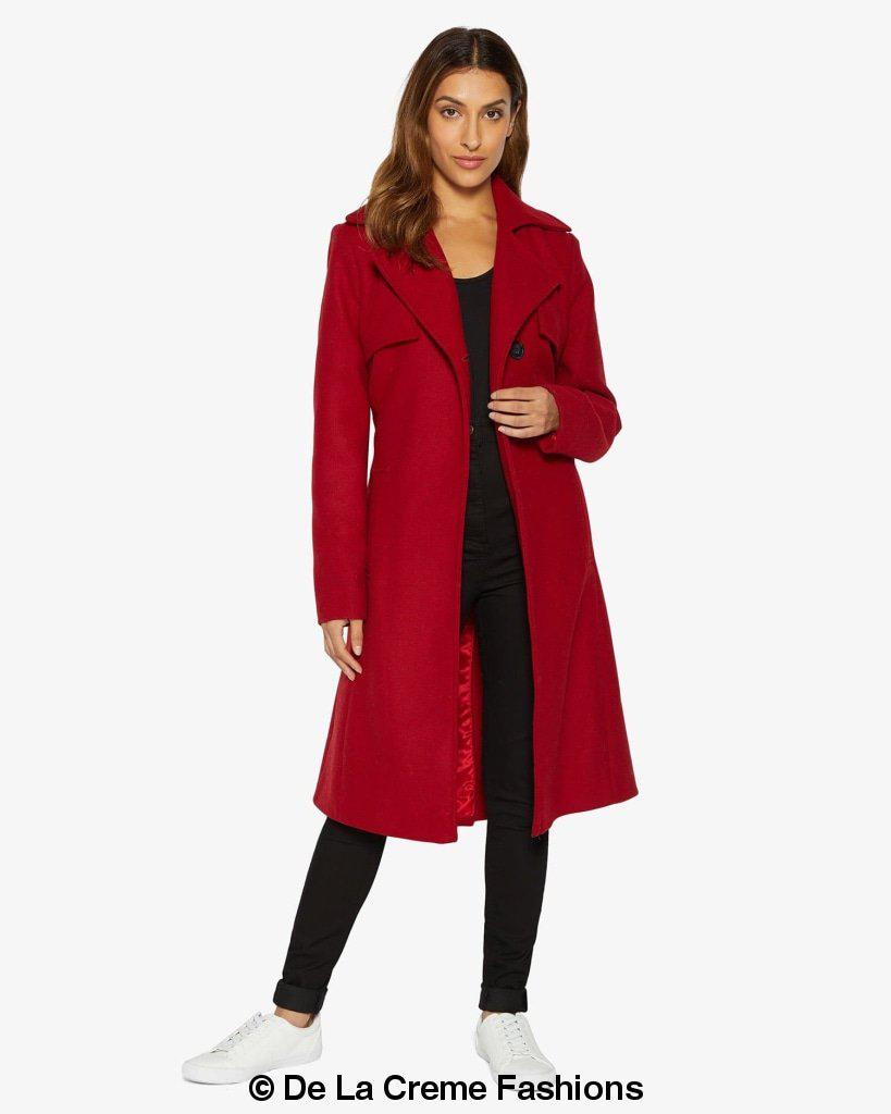 Dina Lapel Collar Duster Coat With Belt