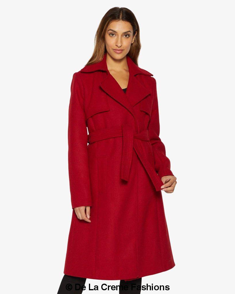 Dina Lapel Collar Duster Coat With Belt