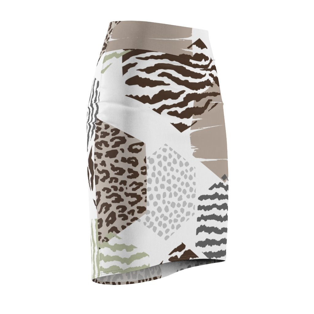 Womens Pencil Skirt, High Waist Stretch, Multicolor Geometric S65353