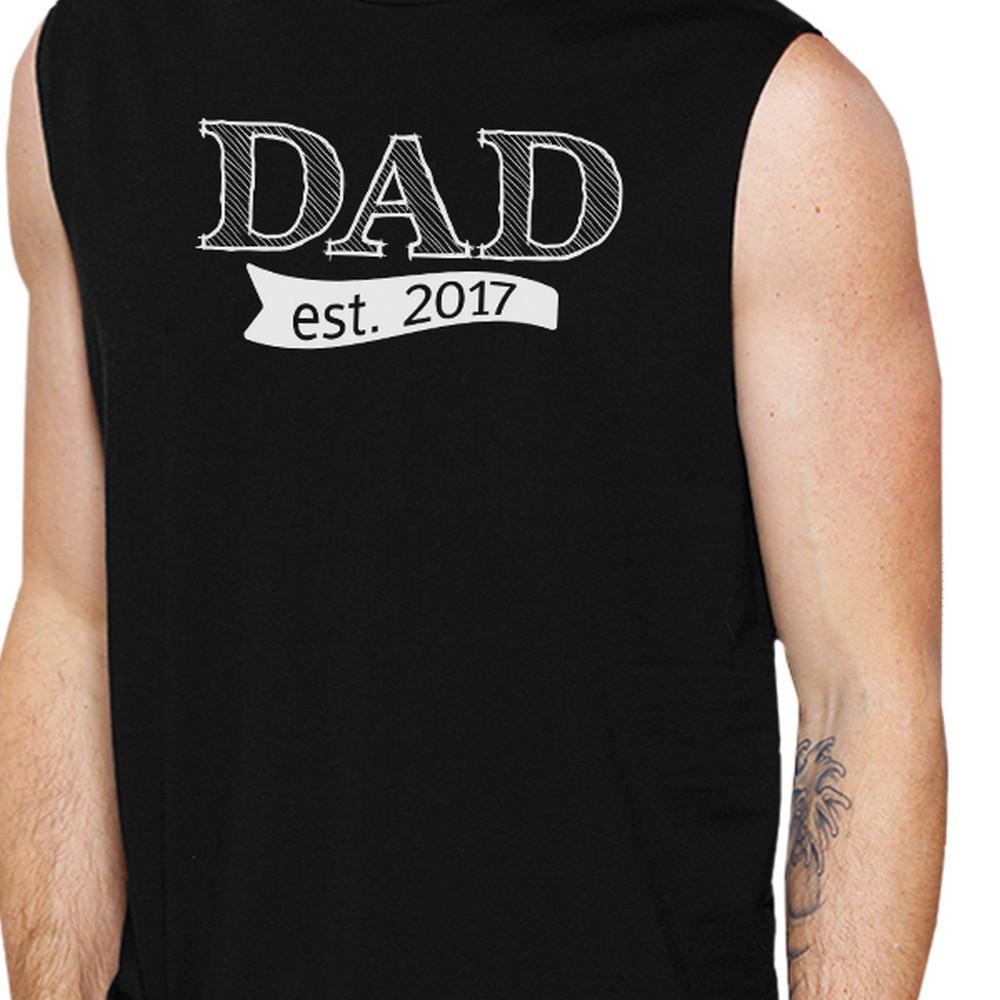Dad Est 2025 Mens Black Graphic Muscle Top Unique