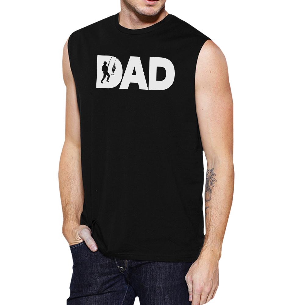 Dad Fish Mens Black Sleeveless Tank Top Dad Gift