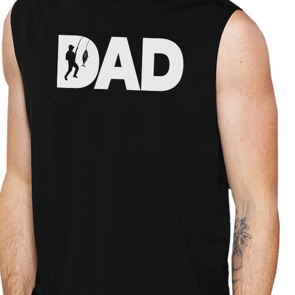 Dad Fish Mens Black Sleeveless Tank Top Dad Gift