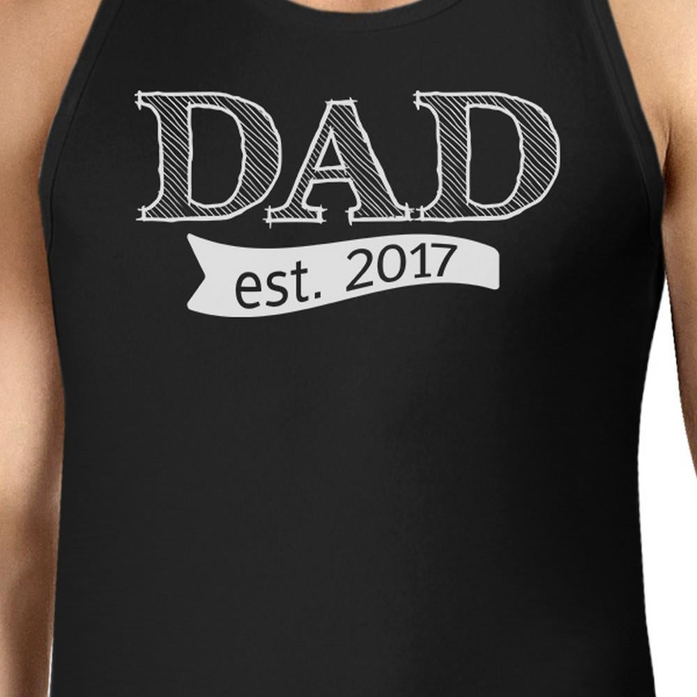 Dad Est 2017 Mens Black Unique Graphic Tank Top