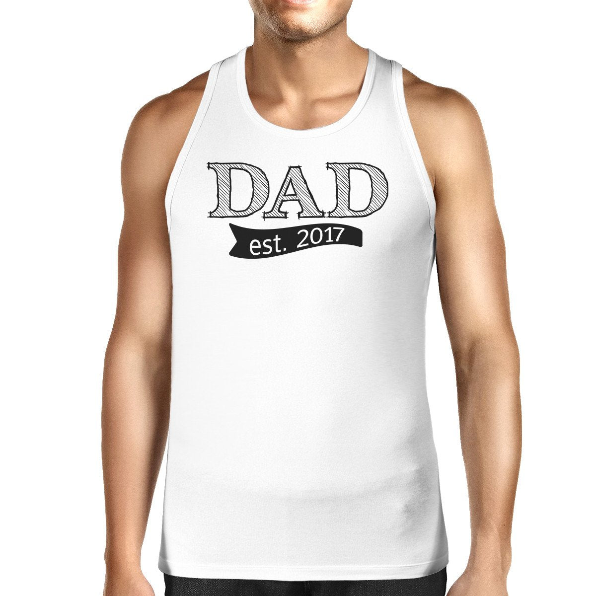 Dad Est 2017 Mens White Sleeveless Top Funny